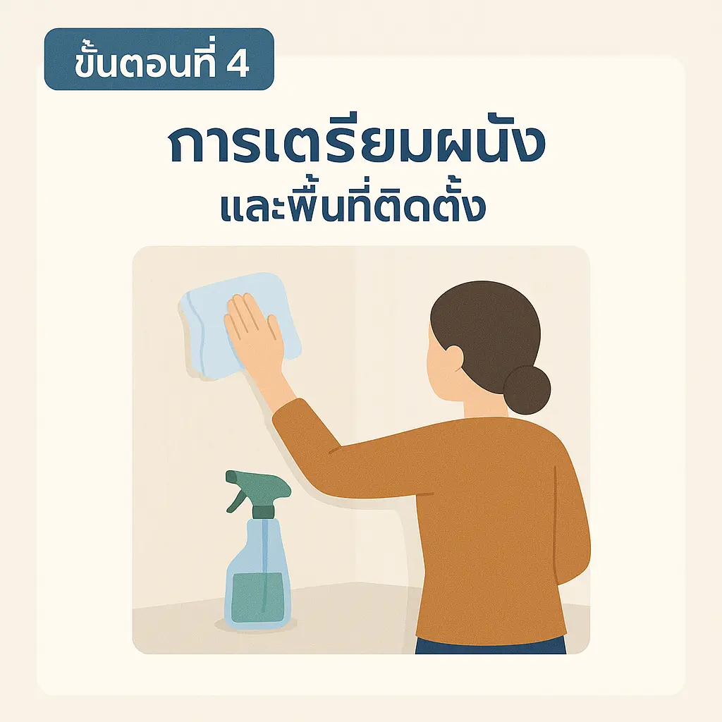 ขั้นตอนที่ 4: การเตรียมผนังและพื้นที่ติดตั้ง
