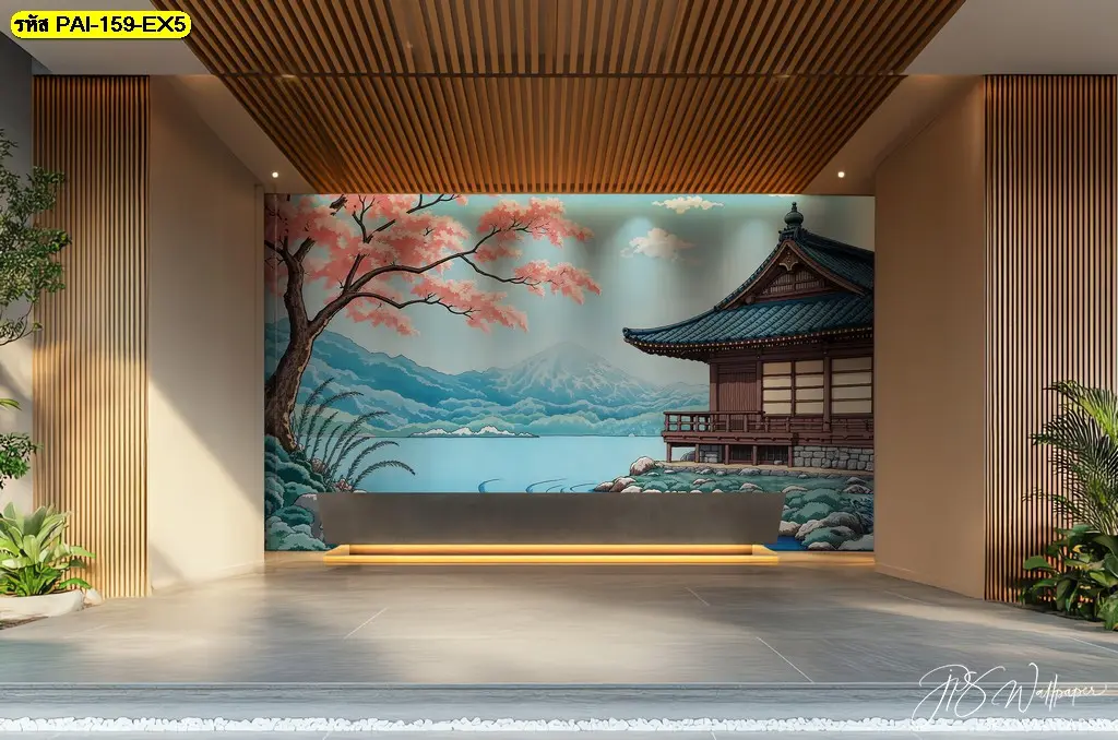 เลือกใช้ Cherry blossom wall art for cafe decor เพื่อออกแบบร้านสไตล์ญี่ปุ่นโมเดิร์นด้วยวอลเปเปอร์สวยๆ