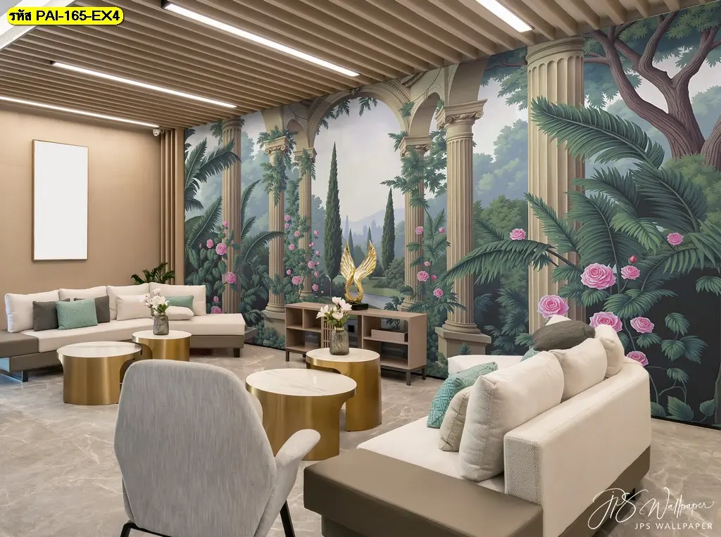 วอลเปเปอร์ติดผนังลายทิวทัศน์ยุโรปที่เป็น European classic landscape wallpaper for restaurant