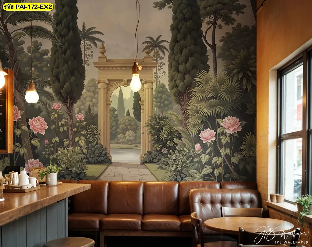 ภาพติดผนังสร้างบรรยากาศร้านอาหารสไตล์คลาสสิก ทำให้ลูกค้ารู้สึกเหมือนได้ทานอาหารในสวนสวย
