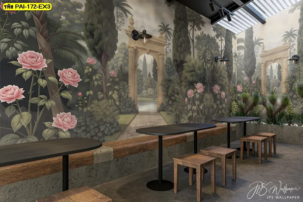 วอลเปเปอร์สั่งพิมพ์ลายภาพวาดสำหรับร้านอาหารหรูที่สร้างบรรยากาศโรแมนติกและน่าประทับใจเป็นพิเศษ
