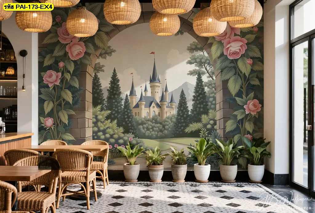 ไอเดียแต่งผนังร้านอาหารด้วยวอลเปเปอร์แฟนตาซี เปลี่ยนผนังเรียบเป็นฉากเทพนิยายสำหรับคาเฟ่ให้น่าจดจำ