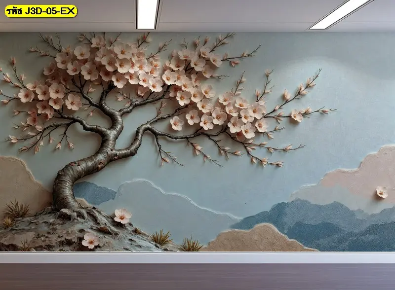 วอลเปเปอร์ดอกไม้หรูหราโทนพาสเทล ช่วยเพิ่มความโรแมนติกและทันสมัย เหมาะกับการตกแต่งผนังห้องรับแขกให้ดูอบอุ่น