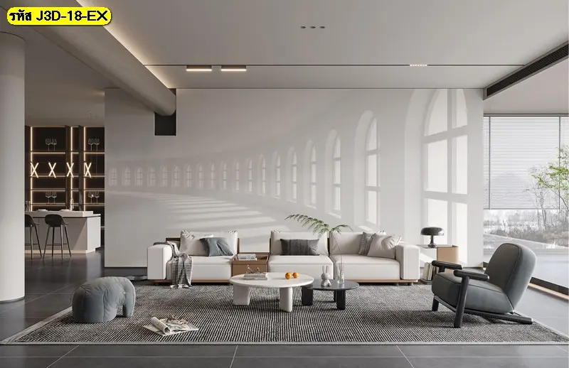 วอลเปเปอร์ลายศิลป์หรูหราโทนโมโนโครม ดีไซน์มิติแสงเงา เหมาะกับการตกแต่งบ้านสไตล์โมเดิร์นและวอลเปเปอร์ห้องนอนพรีเมียม