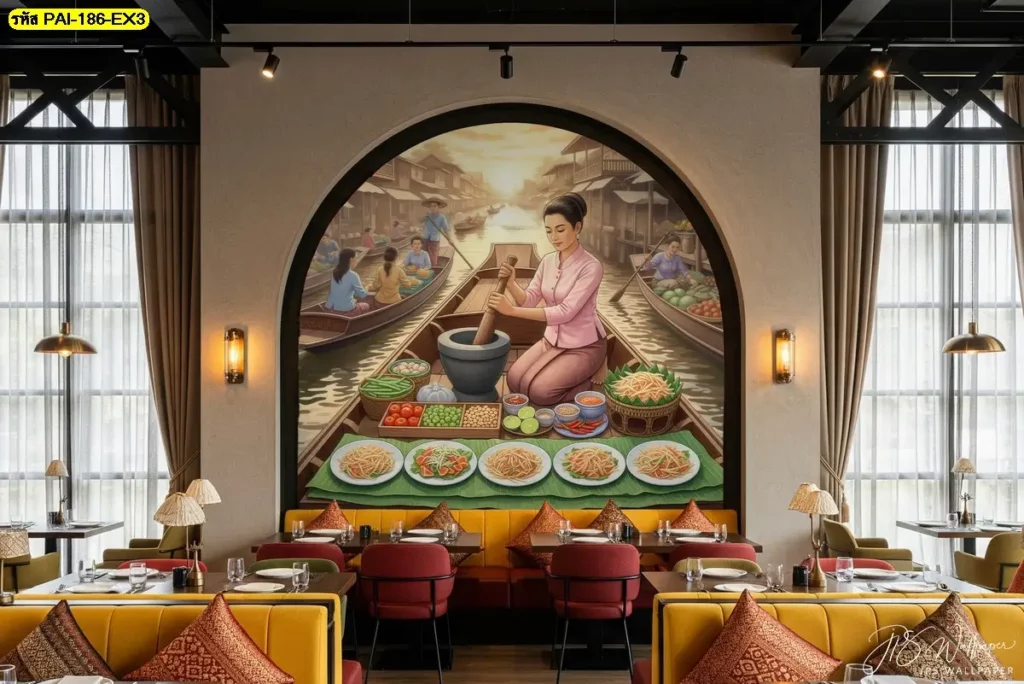 วอลเปเปอร์ร้านส้มตำสไตล์ไทย ที่เน้นความเรียบง่ายและสะอาดตา
ตกแต่งร้านสวยงาม