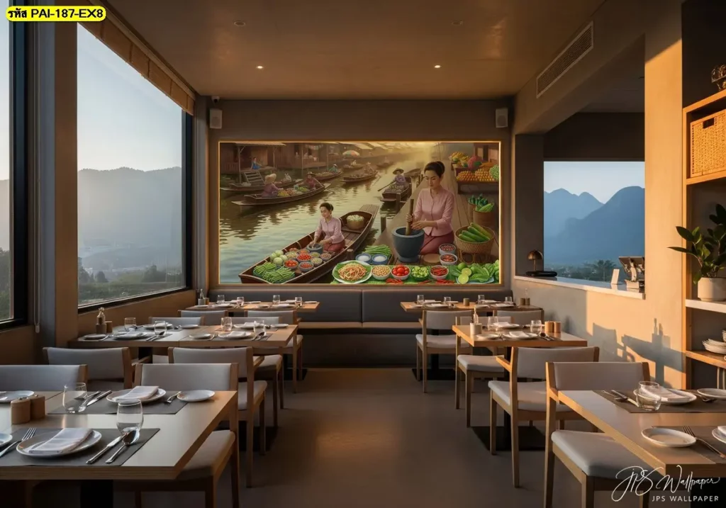 Thai Isan Food Painting เพิ่มความน่ากินและบรรยากาศอบอุ่นในร้าน
Thai Traditional Painting Somtum Vendor กับฉากตลาดน้ำแบบไทยคลาสสิก