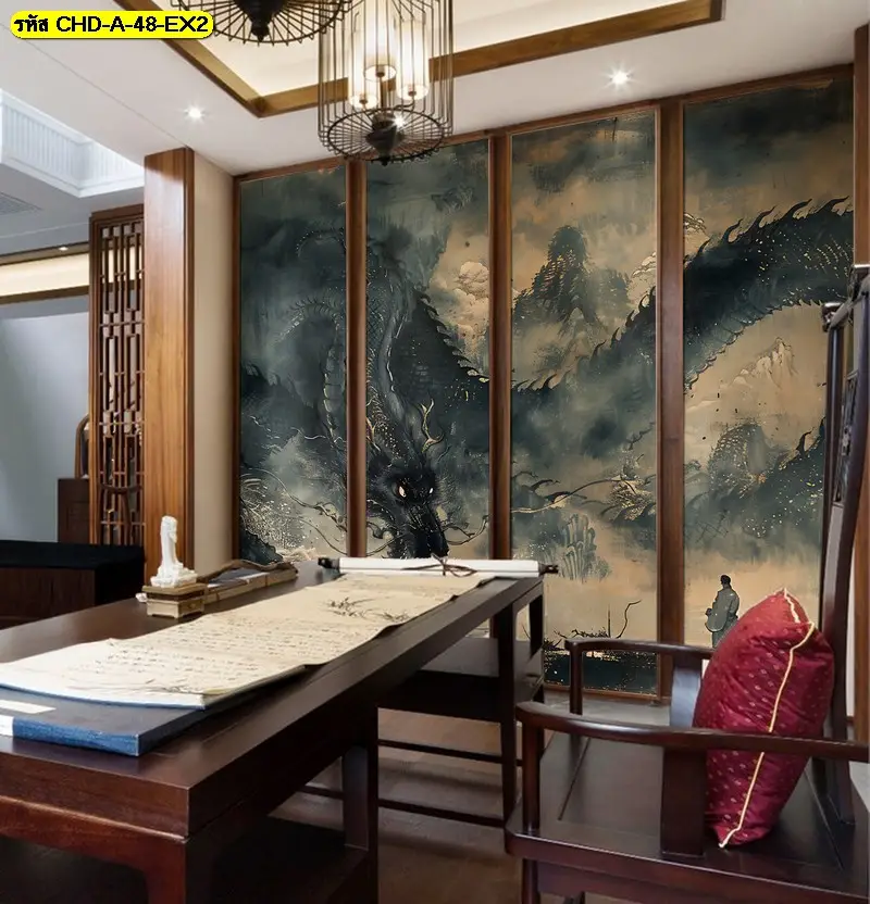 ภาพศิลปะมังกรจีนสำหรับห้องทำงานที่ใช้รับรองลูกค้า ช่วยสื่อถึงความใส่ใจในรายละเอียดและรสนิยมของเจ้าของธุรกิจ 
