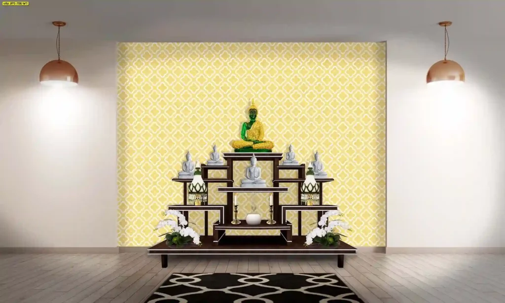 ภาพ พื้นหลังลายไทย ใช้ตกแต่งพื้นที่ส่วนกลาง เพิ่มกลิ่นอายวัฒนธรรมให้แขกสัมผัสได้ตั้งแต่แรกเห็น บริการตกแต่งรีสอร์ตด้วย พื้นหลังลายไทย สวย ๆ เน้นความประณีตและความกลมกลืนของพื้นที่
