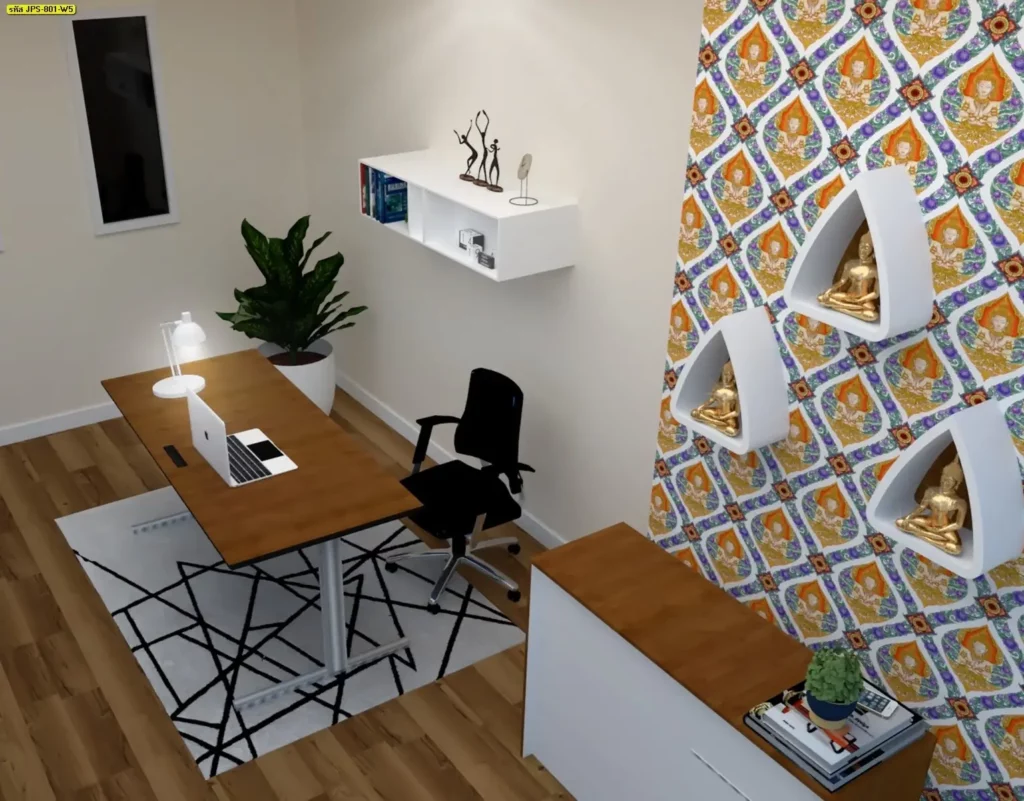 พื้นหลังลายไทย สวย ๆ สำหรับห้องพระออฟฟิศ เน้นความสงบและความสบายตา