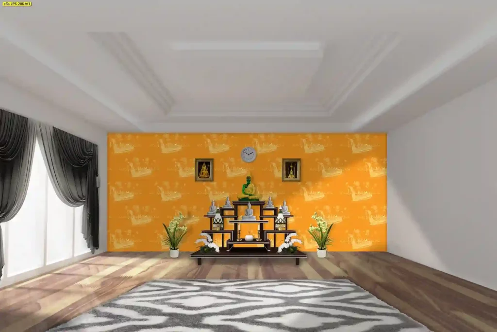 บริการติดตั้ง พื้นหลังลายไทย แนว ตั้ง เหมาะกับโรงแรมที่ต้องการจุดโฟกัสทางสายตา
