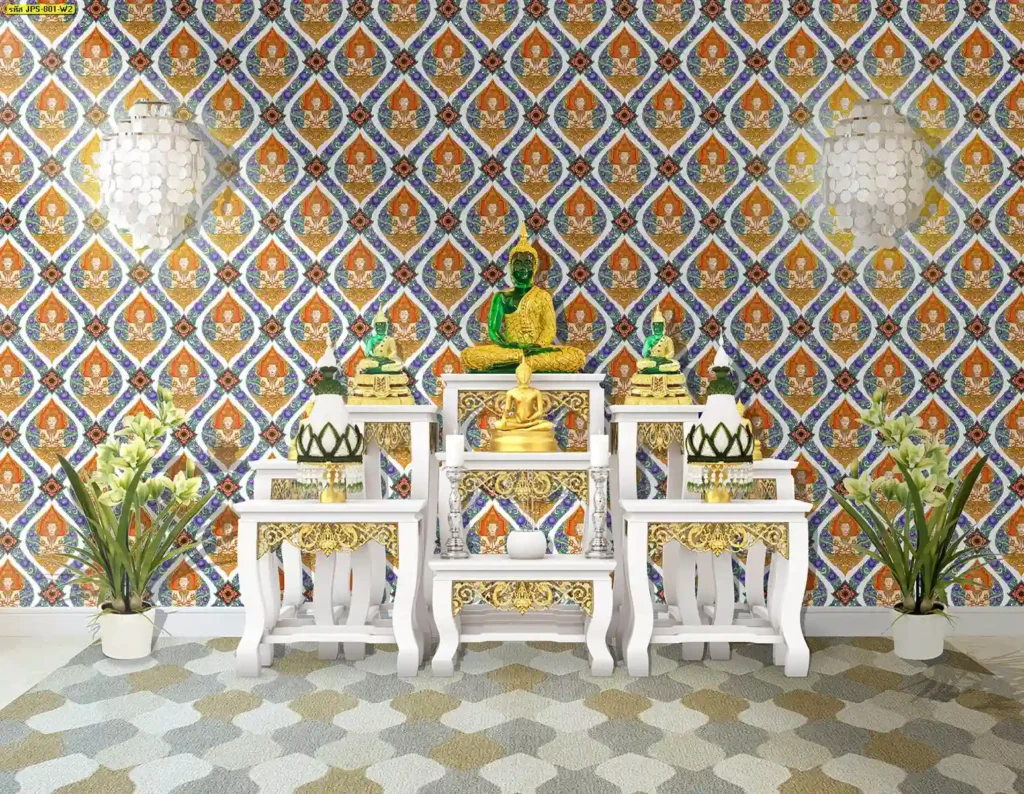 ภาพ พื้นหลังลายไทย สำหรับห้องประชุม ติดตั้งให้สอดคล้องกับภาพลักษณ์องค์กรและการใช้งานจริง
