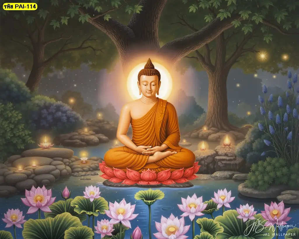 ภาพประกอบบริการติดตั้งวอลเปเปอร์ลวดลายพุทธศิลป์ ตกแต่งห้องพระในวันวิสาขบูชา ถ่ายทอดความศรัทธาต่อพระพุทธเจ้าอย่างสงบงาม