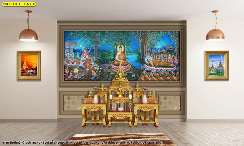 วอลเปเปอร์พุทธประวัติ โทนเขียวทอง เสริมศรัทธาและปัญญา