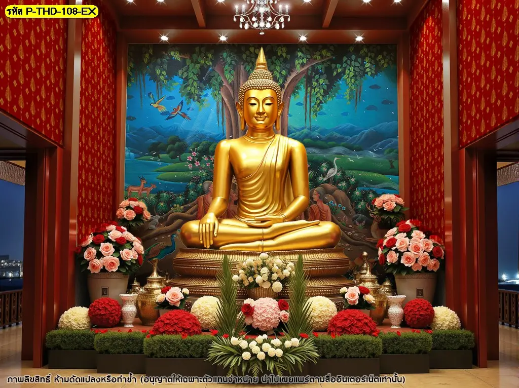 วอลเปเปอร์พระพุทธรูป โทนทองแดงแดง เสริมศรัทธาและพลังใจ