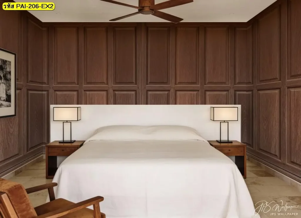 วอลเปเปอร์กรุผนังไม้แนวตั้ง รับพิมพ์ตามขนาดจริง พร้อมบริการติดตั้งอย่างเป็นระบบ wood wallpaper for restaurant ลายไม้กรุผนัง รับพิมพ์และติดตั้ง ช่วยสร้างบรรยากาศอบอุ่นแต่สุภาพ
