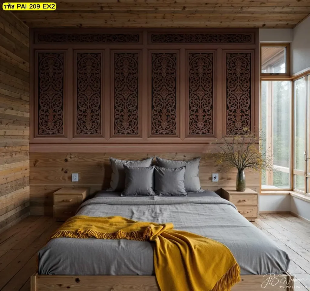 วอลเปเปอร์ลายกรุผนังไม้แนววิถีไทย รับพิมพ์พร้อมบริการติดตั้ง เป็น wood wall background wallpaper ที่อ่านง่าย
