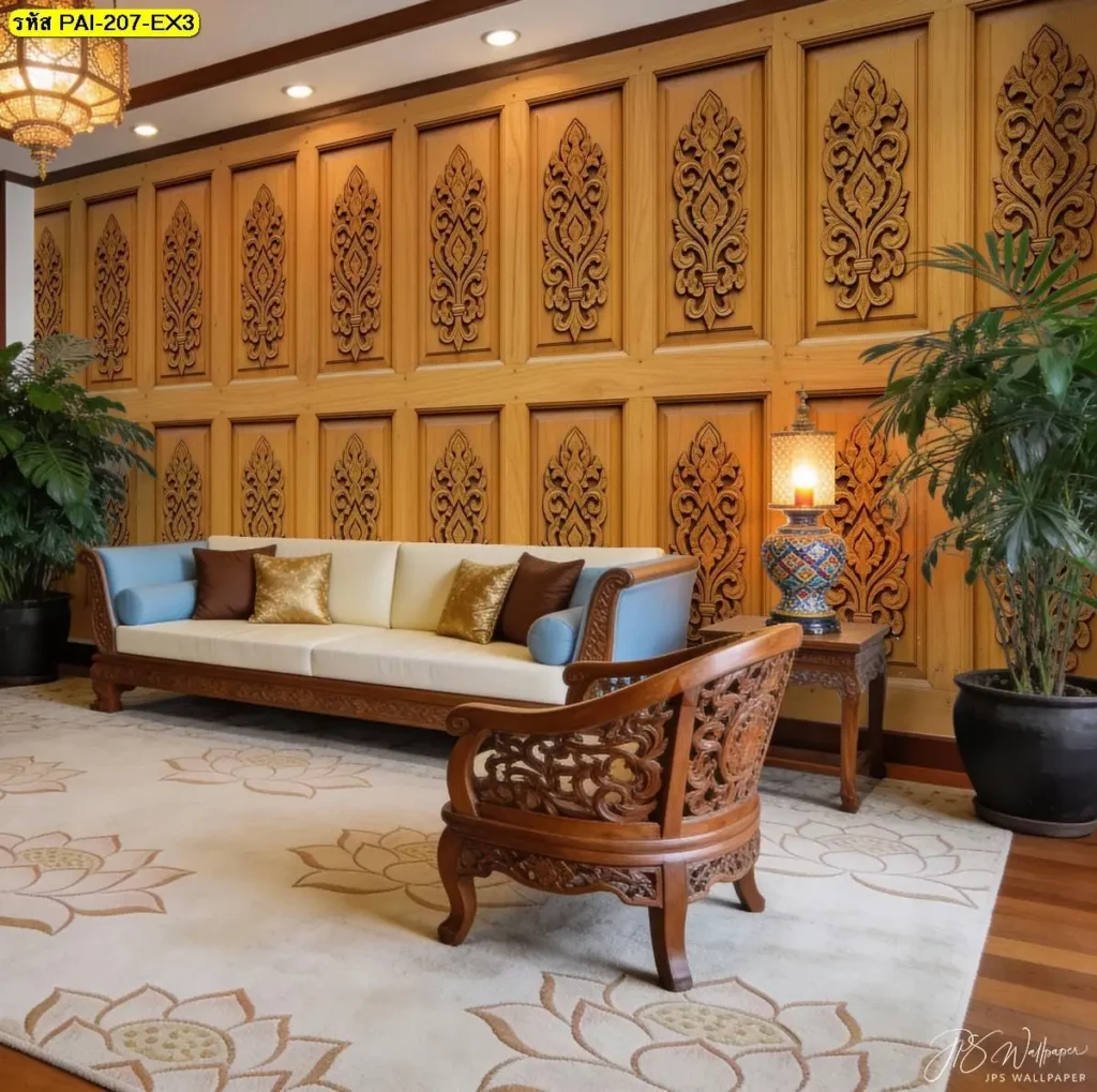 กรุผนังลายไม้แบบมีมิติในรูปแบบ wood pattern wallpaper รับพิมพ์และบริการติดตั้งให้เหมาะกับพื้นที่จริง ภาพติดผนังห้องลายกรุผนังลายไม้ รับพิมพ์ตามขนาดจริง พร้อมติดตั้งให้ภาพดูสมดุลและต่อเนื่อง
