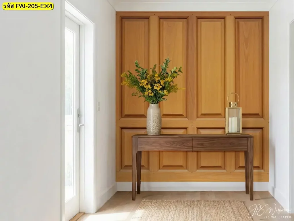 ภาพกรุผนังลายไม้ธรรมชาติ รับพิมพ์และติดตั้ง เป็น wood panel wallpaper for interior walls ที่ดูเป็นหนึ่งเดียว
