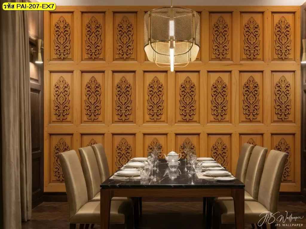 ภาพติดผนังห้องลายกรุผนังลายไม้ รับพิมพ์พร้อมบริการติดตั้ง ช่วยให้ผนังดูมีบัวและจังหวะแบบงานกรุ วอลเปเปอร์ไม้แนวตั้งรับพิมพ์และติดตั้ง เพื่อสร้างกรุผนังลายไม้แบบมีมิติที่ดูเรียบและใช้งานได้ยาว
