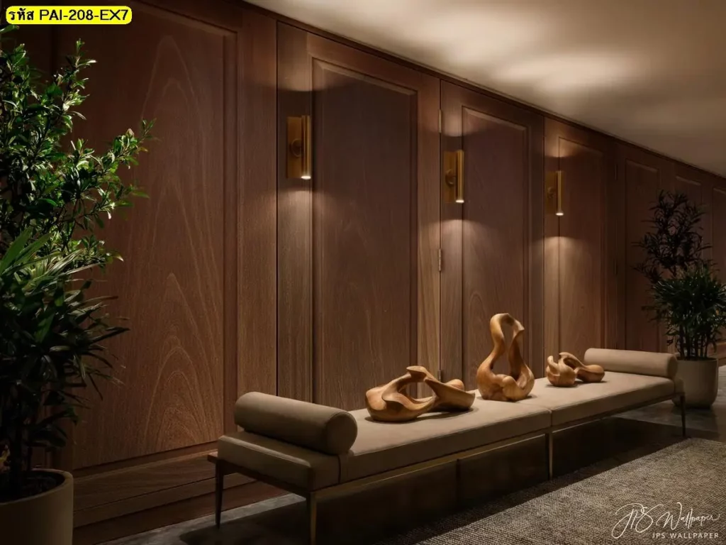 วอลเปเปอร์กรุผนังไม้ลายแนวตั้ง รับพิมพ์ตามขนาดจริง พร้อมบริการติดตั้ง เป็นไอเดียแต่งผนังที่ช่วยให้พื้นที่ดูสูง
