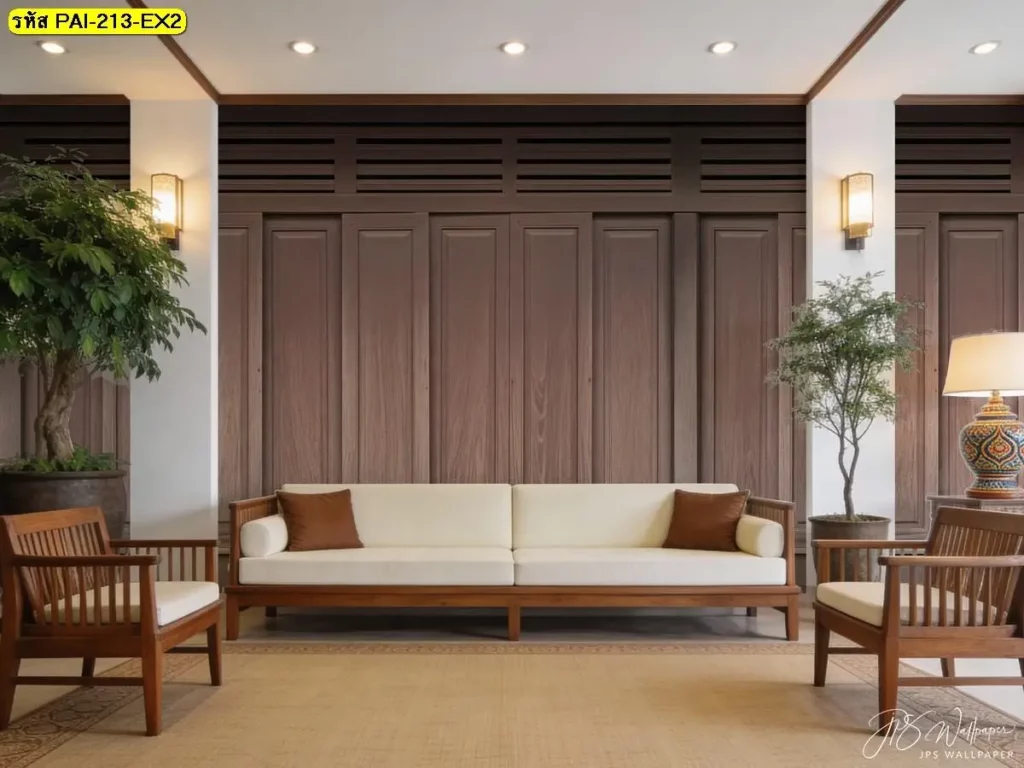 ภาพกรุผนังลายไม้ธรรมชาติ รับพิมพ์และติดตั้ง ช่วยตกแต่งผนังห้องสไตล์ไม้ด้วย wood panel wallpaper for interior walls
