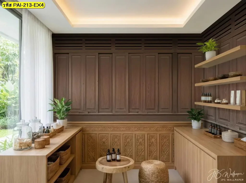 วอลเปเปอร์กรุผนังไม้โทนอบอุ่น รับพิมพ์ตามขนาดจริง พร้อมบริการติดตั้งเป็นไอเดียแต่งผนัง
