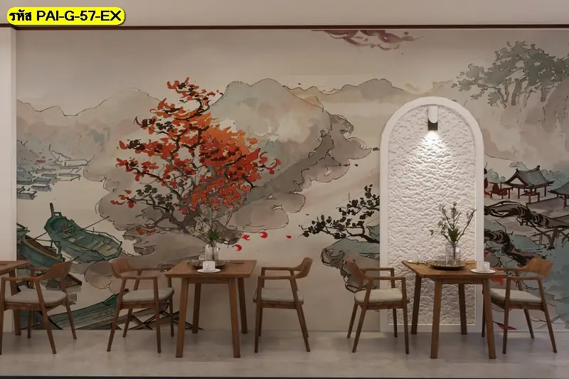 ภาพสไตล์เกาหลีร่วมสมัยแนวละมุน รับพิมพ์และบริการติดตั้ง เป็นไอเดียแต่งผนังวอลเปเปอร์ภาพเกาหลีแนวอาร์ตในร้านอาหารเกาหลี