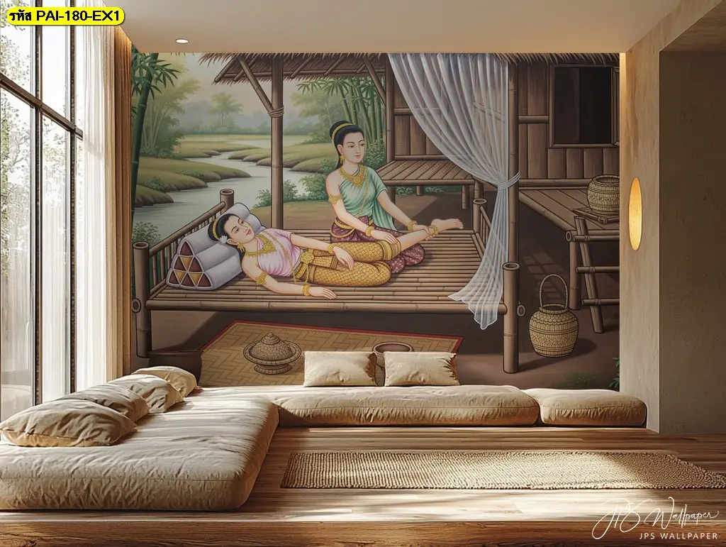 วอลเปเปอร์แต่งร้านสปา แนวไทยโบราณ รับพิมพ์และบริการติดตั้ง ช่วยให้ร้านดูเป็นหนึ่งเดียวทั้งพื้นที่