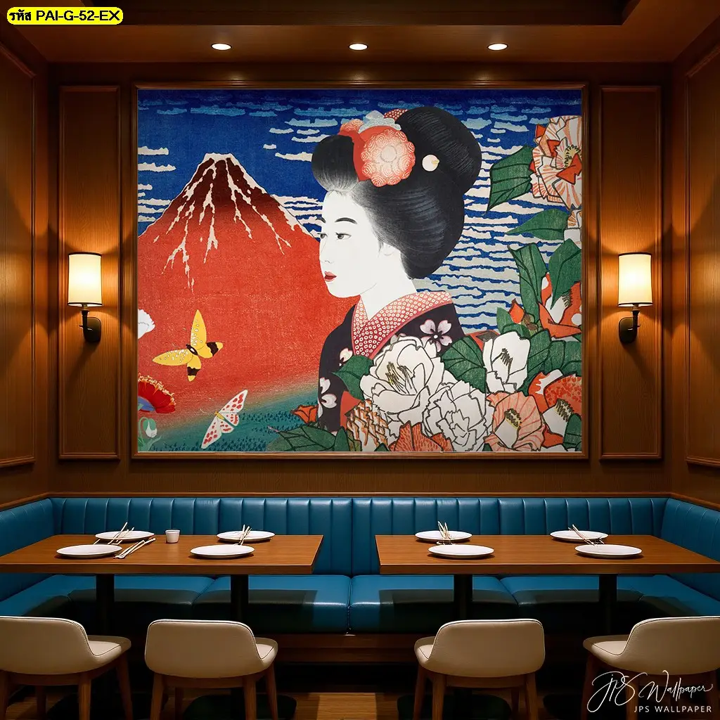 Korean restaurant wall decor ลายฮันบกมินิมอล รับพิมพ์และบริการติดตั้งวอลเปเปอร์ลายภาพวาดเกาหลี เหมาะกับวอลเปเปอร์ร้านอาหารเกาหลีสายโมเดิร์น