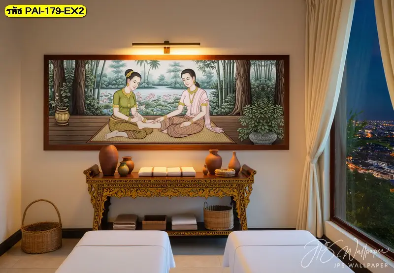 วอลเปเปอร์นวดแผนไทย รับพิมพ์และบริการติดตั้ง เป็นไอเดียแต่งผนังที่ยกระดับร้านนวดอย่างมีมาตรฐาน