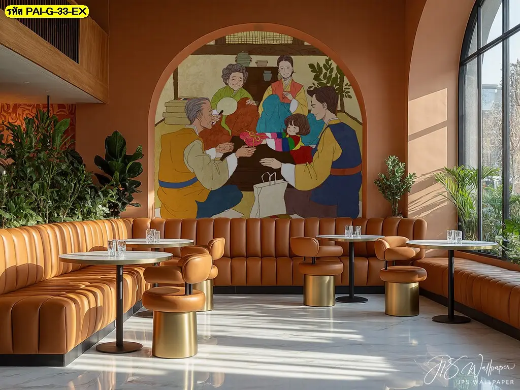 Korean restaurant wall decor ลายภาพวาดเกาหลีสไตล์ฮันบก รับพิมพ์และติดตั้ง เหมาะกับวอลเปเปอร์ร้านอาหารเกาหลีที่ต้องการ Mood เกาหลีครบ