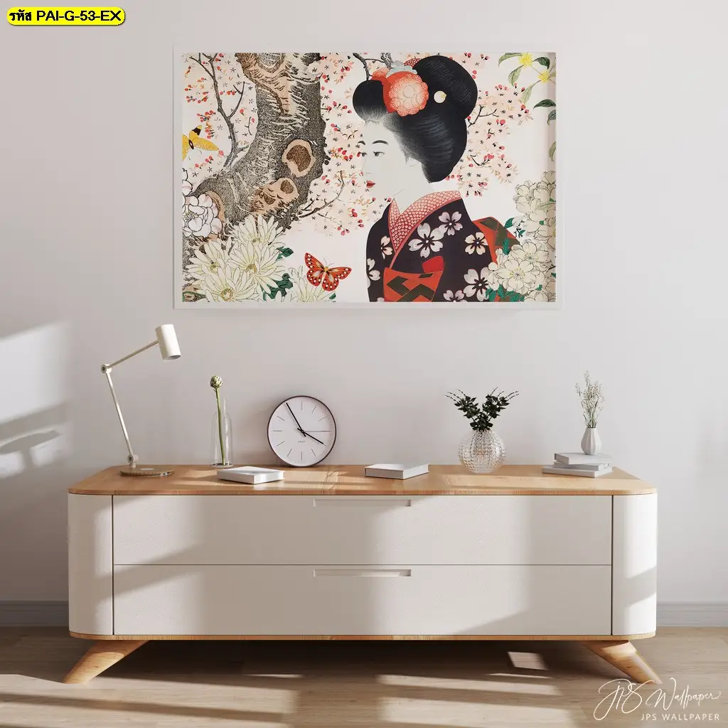 วอลเปเปอร์ลายภาพวาดเกาหลีลายฮันบก รับพิมพ์พร้อมบริการติดตั้ง เป็นวอลเปเปอร์ร้านอาหารเกาหลีที่สร้าง Korean restaurant wall decor ชัดเจน