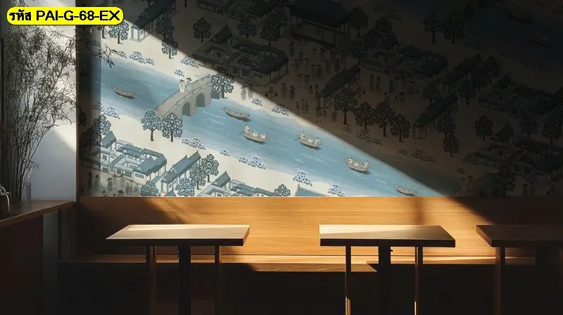 Korean aesthetic mural art ลาย illustration รับพิมพ์ตามขนาดจริง พร้อมติดตั้งวอลเปเปอร์ภาพเกาหลีแนวอาร์ตสำหรับวอลเปเปอร์ร้านเหล้าเกาหลี