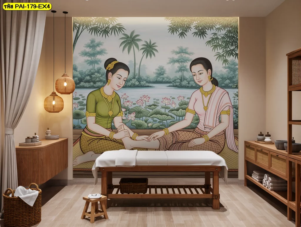 Thai massage wall art สำหรับผนังร้านนวดแผนไทย รับพิมพ์และบริการติดตั้ง ให้บรรยากาศดูน่าเข้าใช้บริการ