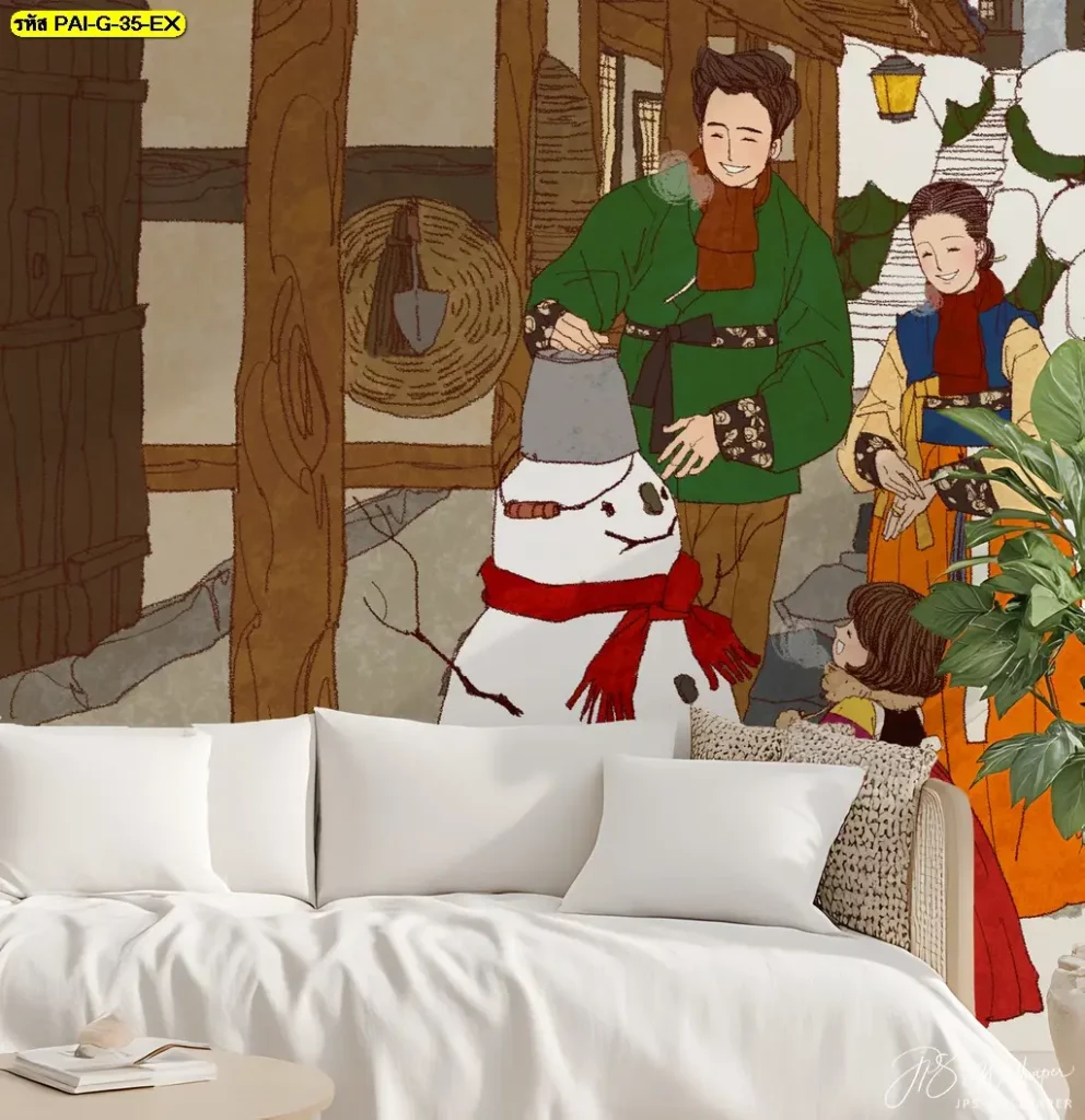 Korean restaurant wall decor ลายภาพวาดเกาหลีสมัยใหม่ รับพิมพ์และติดตั้ง เหมาะกับวอลเปเปอร์ร้านอาหารเกาหลีที่ต้องการ Mood Korean aesthetic