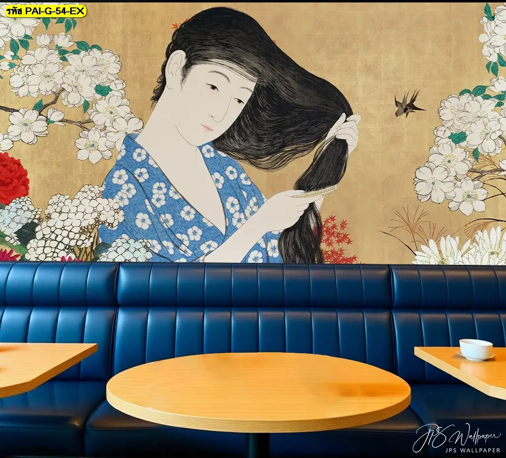 วอลเปเปอร์ร้านอาหารเกาหลีสไตล์มินิมอล รับพิมพ์พร้อมติดตั้ง เป็น Korean restaurant wall decor จากวอลเปเปอร์ลายภาพวาดเกาหลีที่ดูพรีเมียม