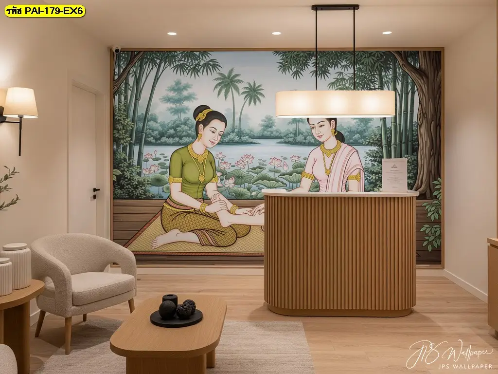 ตกแต่งร้านนวดแผนไทยด้วย Thai massage wall art รับพิมพ์และติดตั้ง ให้ร้านดูมีเอกลักษณ์ไทยอย่างละมุน