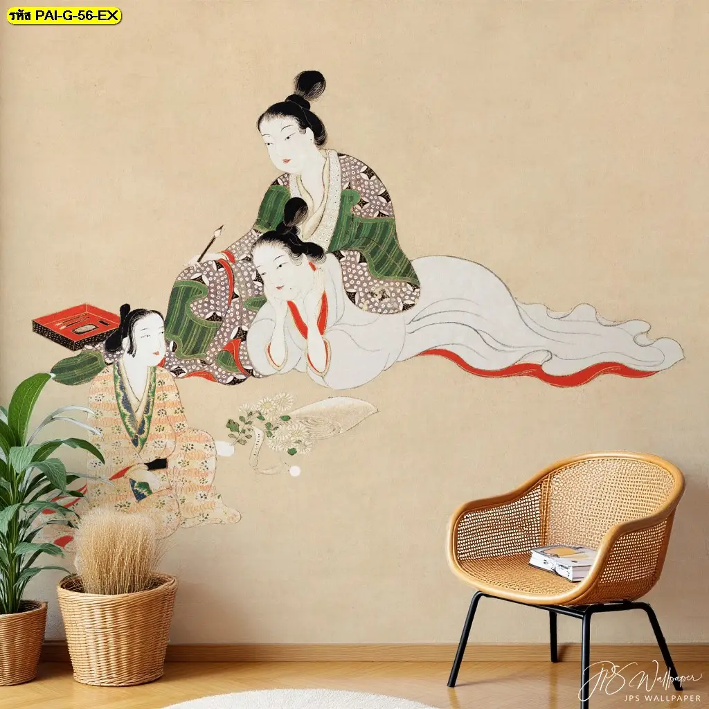 วอลเปเปอร์ลายภาพวาดเกาหลีโทนละมุนสำหรับวอลเปเปอร์ร้านอาหารเกาหลี รับพิมพ์พร้อมบริการติดตั้ง เป็น Korean restaurant wall decor และไอเดียแต่งผนังยอดนิยม