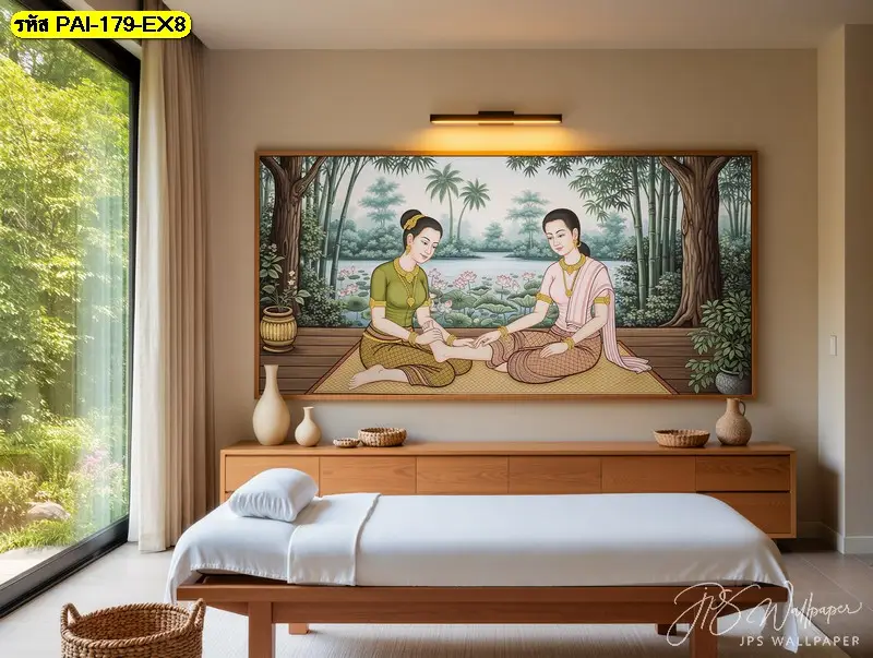 วอลเปเปอร์นวดแผนไทย รับพิมพ์และติดตั้ง ช่วยให้ผนังร้านทำหน้าที่สื่อภาพลักษณ์แทนคำพูด