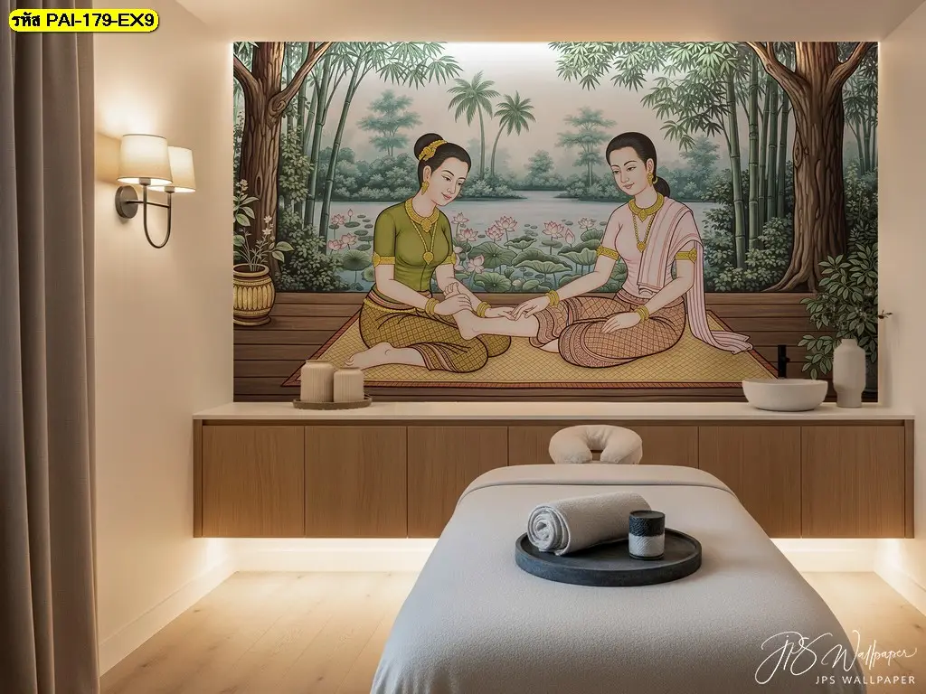 ตกแต่งร้านนวดแผนไทยด้วย Thai massage wall art รับพิมพ์ตามพื้นที่จริง พร้อมบริการติดตั้งครบขั้นตอน
