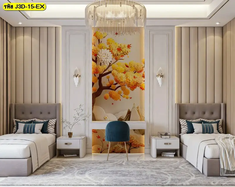 Luxury Chinese wall mural วอลเปเปอร์ 3 มิติ สีทอง รับพิมพ์และติดตั้ง เพื่อผนังที่สะท้อนความมั่นคงและศักดิ์ศรี
