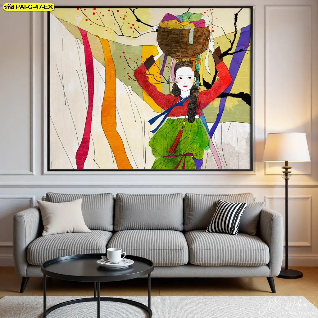 วอลเปเปอร์ร้านอาหารเกาหลีลายเมืองเกาหลี รับพิมพ์และติดตั้ง เป็นไอเดียแต่งผนังที่ช่วยสร้างจุดถ่ายรู