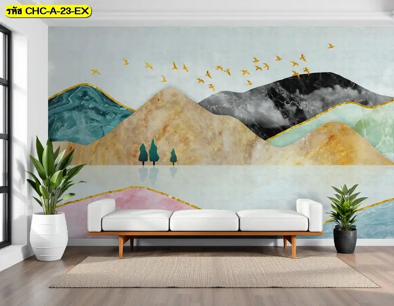Chinese mountain wallpaper แนวภูเขาจีนโมเดิร์น รับพิมพ์ตามพื้นที่จริง พร้อมบริการติดตั้งเพื่อผนัง Signature