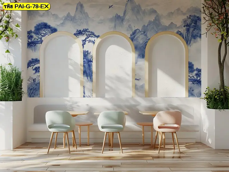 Korean aesthetic mural art ลายภูมิทัศน์เกาหลี รับพิมพ์และติดตั้ง เป็นวอลเปเปอร์ภาพเกาหลีแนวอาร์ตที่สร้างบรรยากาศละมุน