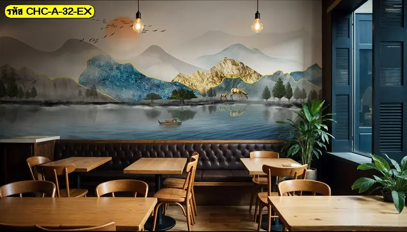 วอลเปเปอร์วิวภูเขาพรีเมียมแนวหมอกขาว รับพิมพ์และติดตั้ง ช่วยให้ห้องดูโปร่งและผ่อนคลาย