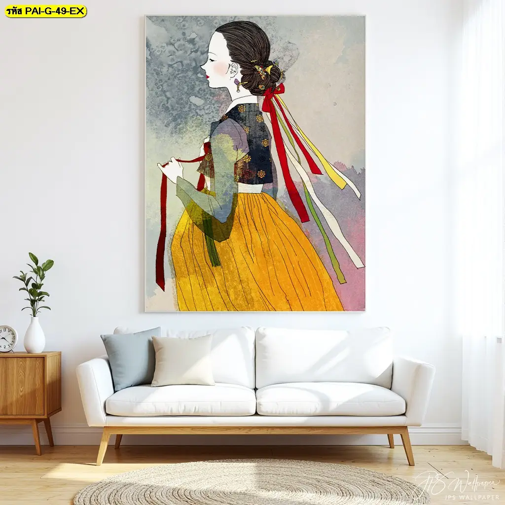 วอลเปเปอร์ลายภาพวาดเกาหลีแนวพาสเทล รับพิมพ์และติดตั้ง ช่วยสร้าง Signature Photo Spot สำหรับร้านอาหารเกาหลี