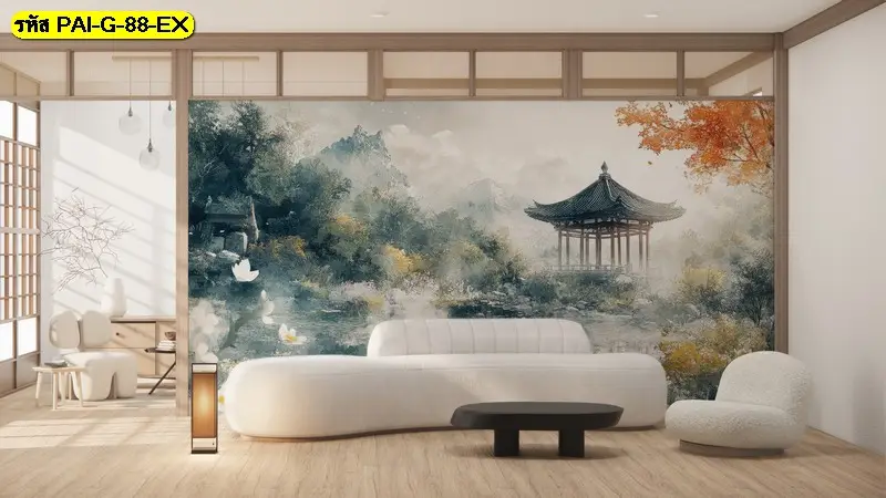 Korean aesthetic mural art โทนพาสเทล รับพิมพ์และบริการติดตั้ง เป็นไอเดียแต่งผนังภาพสไตล์เกาหลีร่วมสมัย