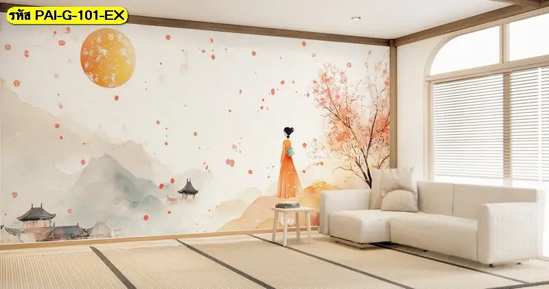 Korean aesthetic mural art ลายศิลป์เกาหลี รับพิมพ์และติดตั้ง เหมาะกับวอลเปเปอร์ร้านเหล้าเกาหลีสไตล์โมเดิร์น