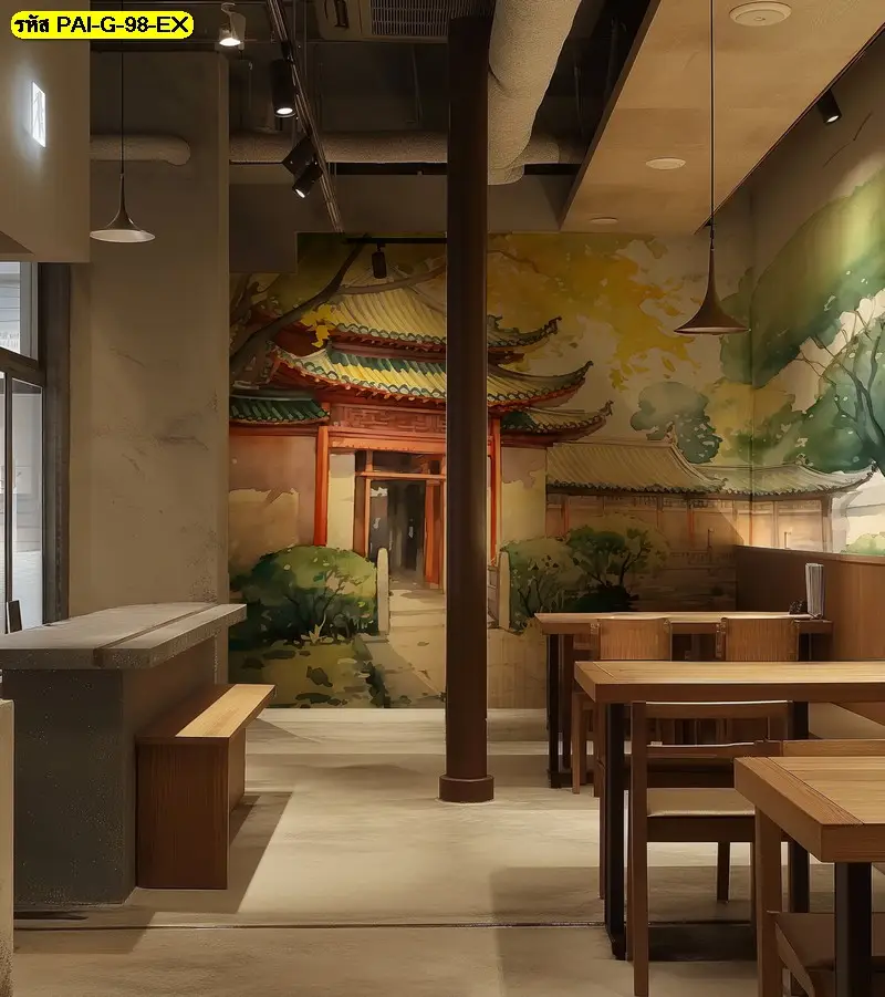 วอลเปเปอร์ร้านเหล้าเกาหลีลาย watercolor รับพิมพ์และติดตั้ง ช่วยเปลี่ยนผนังเป็นวอลเปเปอร์ภาพเกาหลีแนวอาร์ต