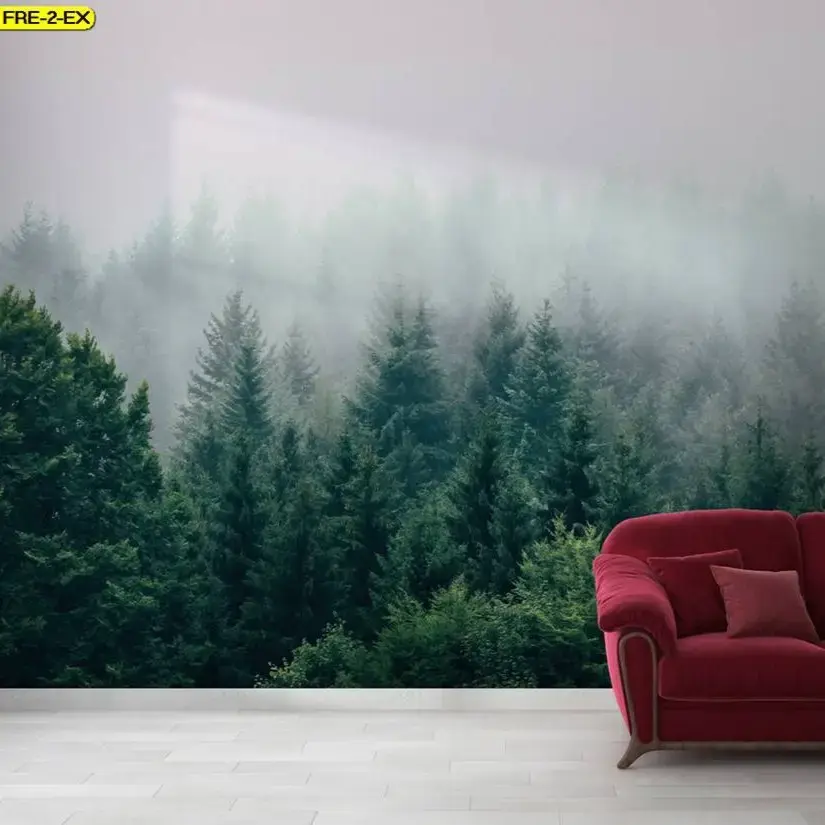 วอลเปเปอร์คอนโดลายป่าสีเขียว เพิ่มมิติห้องเล็กให้ดูกว้าง เหมาะกับวอลเปเปอร์ขยายห้องคอนโดสไตล์ธรรมชาติ